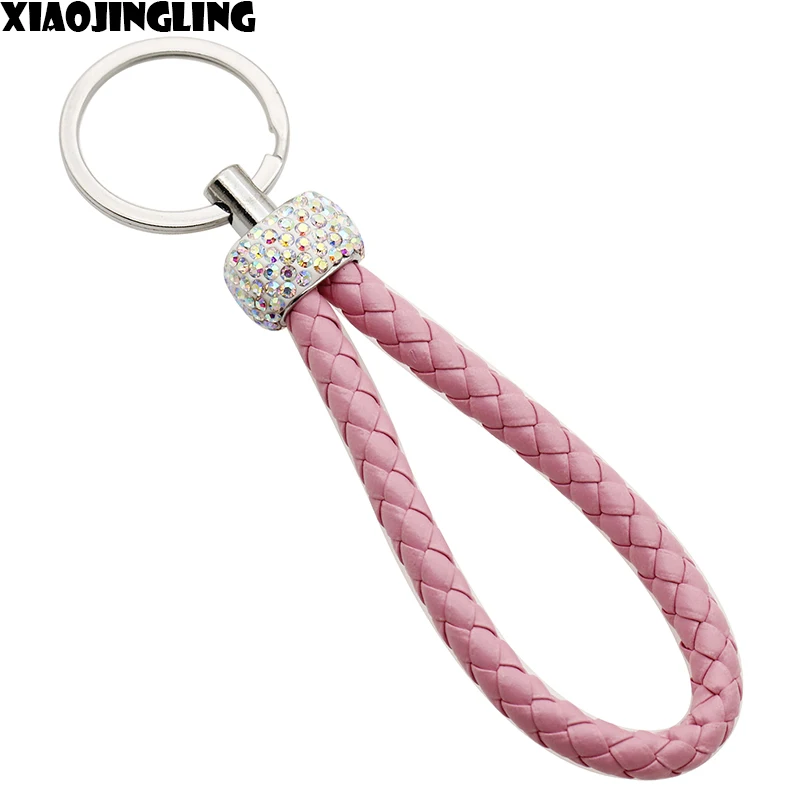 XIAOJINGLING 2018 модные брелки из кожи PU ручной работы розовый брелок нержавеющей стали
