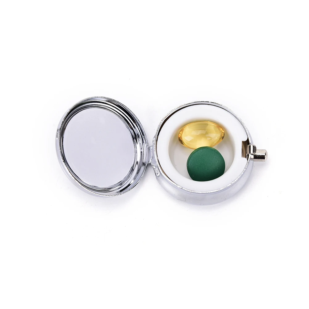 1 шт. маленький чехол s металлический круглый серебряный держатель для таблеток эффективное использование пространства выгодный контейнер медицинский чехол