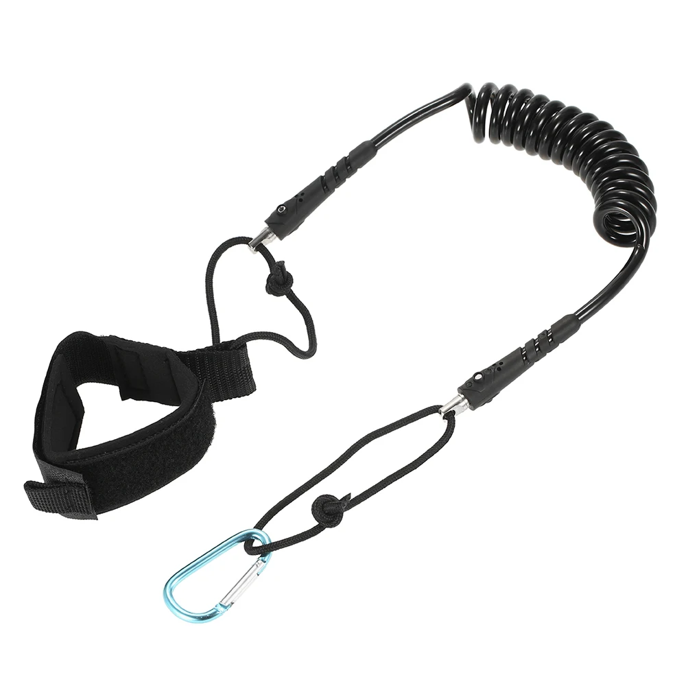 1PCS 40cm TPU Paddle Leash for Kayak Canoe Boat Fishing Rod Lock Clips