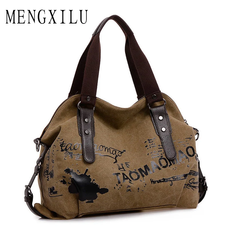 

MENGXILU Large Canvas Women Bags Handbags Women Famous Brand Designer Unique Graffiti Casual Tote Bag Ladies Shoulder Sac a Main