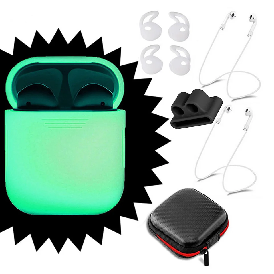 Pack of 7 Accessories Silicone Protective Cover Pouch Case& Anti Lost Strap & Ear Cover Hooks for Apple AirPods Case 11