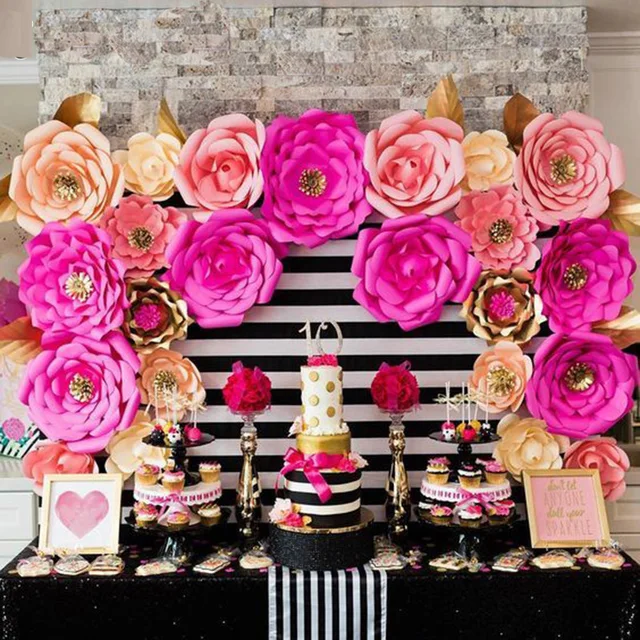 MEIDDING-2pcs diy Paper Flower Backdrop, Wedding Backdrop, 20cm Paper Flowers Kid’s Birthday Party Wall Hanging Decor
