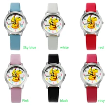 ot03 Free Shipping Top Fashion Brand Pocket Monster Pikachu Quartz Watch Children Girl Women Leather Watch Wristwatch Cut Lovely