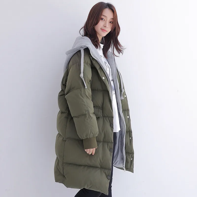 

Winter Women Jacket 2018 New Medium Long Dark Buckle Warm Female Down Jacket High-Grade Thickening Hooded Ladies Parkas Cw266