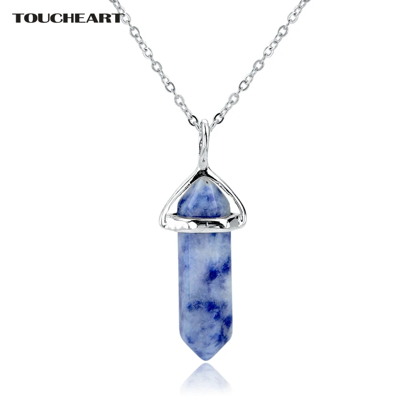 

Multicolor Natural Stone Pendant Necklace For Women Long Silver Necklaces & Pendants Ethnic Jewelry Accessories Colar SNE150808