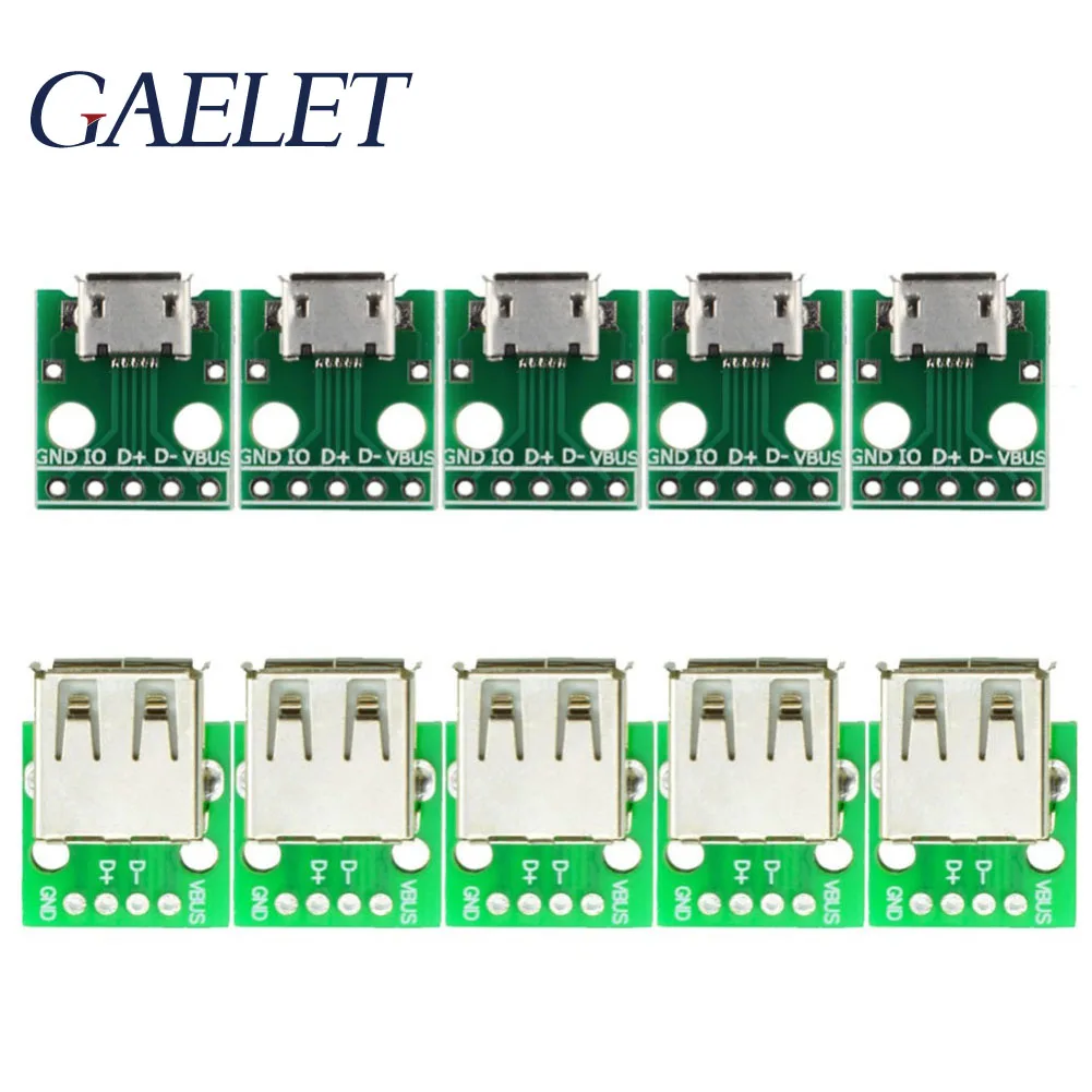 

5/10pcs Type A Female USB to DIP 2.54MM PCB Board Adapter Converter /Micro USB to DIP 2.54mm Adapter Connector Module Board ZK30