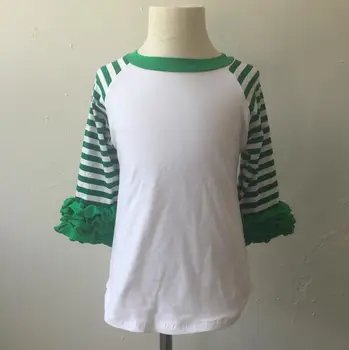 

latest tops designs girls kid clothes ruffle shirt green stripe christmas icing raglan boutique top ruffle raglan shirt