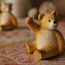 Деревянный медведь/Тедди/резные животные/Сказочный Сад/Террариум/домашний декор/Рождественский подарок на день рождения/Изящные миниатюры/игрушка/модель