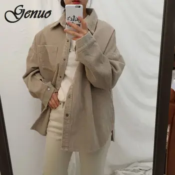 

Short Design College Wind Loose Causal Solid Corduroy Long Sleeve Female Jackets