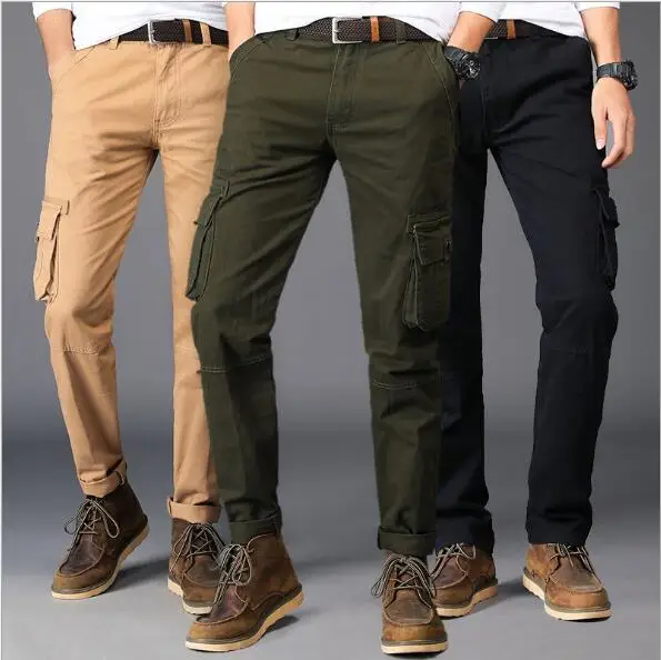 Pantalones Cargo Hombres Marca Bolsillos Pantalon Homme Cremallera