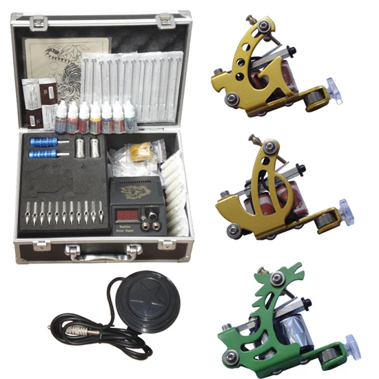 professional 3pcs tattoo machine for lining and shading set complete
