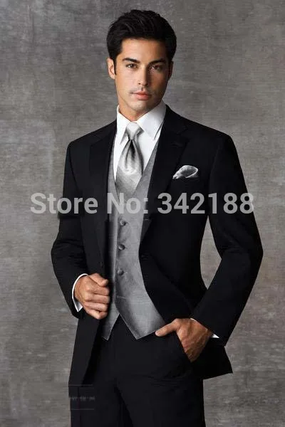 Custom Design Groom Tuxedos Groomsmen 2 Buttons Men Wedding Suits(Jacket+Pants+Tie+Waistcoat) wedding men clothes fashion design one buttons business suit men s western style clothes male suit wedding suits slim fit fashion men mens plus size