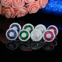 Brasil Mujeres Con Estilo Del Oído Pendiente Brincos Joyas de Latón de Cobre Clásica Cuarzo Rosa Verde Azul Blanco Aretes de Pizza