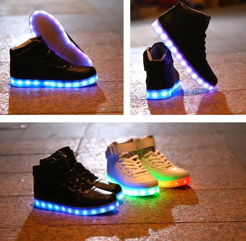 Размеры: 35–46 модные светящиеся Обувь световой Спортивная обувь для детей Обувь для мальчиков со светодиодной подсветкой зарядка через USB