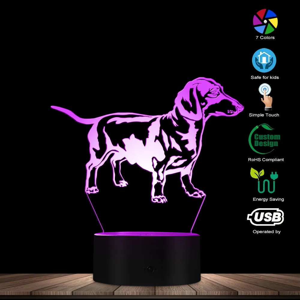 Led 3d Dog Illusion Light 3d Led Illusion Lamp Dog 3d Led