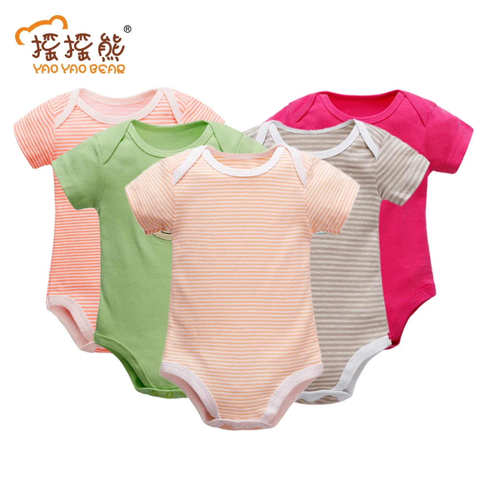 Bodysuits 5 Pieces/lot Baby Girl and Boy Short Sleeve Summer Climb Clothing Baby Clothes Newborn Sets of Clothes for Girls Boys