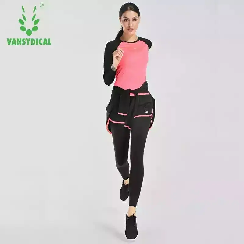 Vansydical 2018 спортивные костюмы для женщин набор фитнеса и йоги спортивная одежда