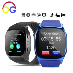 T8 Bluetooth умные часы Поддержка SIM TF карта с 0.3mp камера smartwatch спортивные наручные часы человек умный Браслет для Android