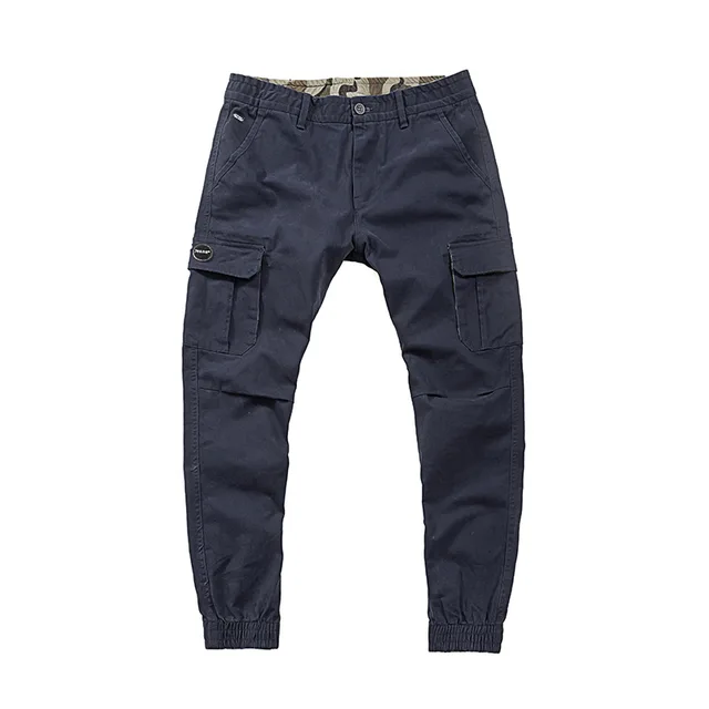 U&SHARK Autumn Mens Cargo Pants Navy Blue Tactical Pants Fashion