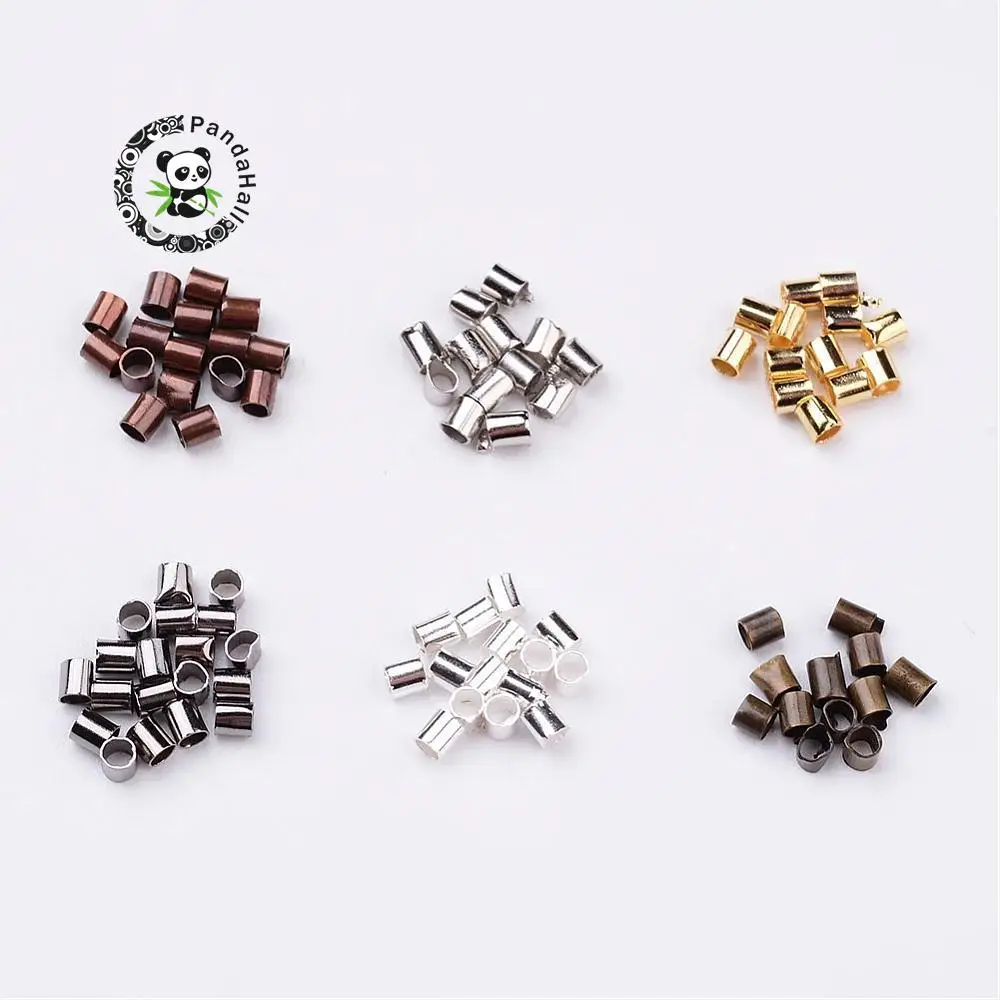 1500pcs//box 6 Color Column Brass Tube Crimp Bead 2x2mm Jewelry Finding End Cord