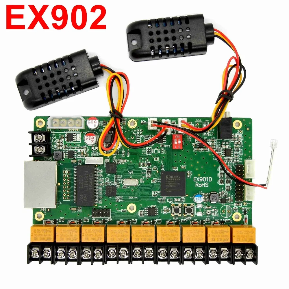 

EX902 / EX902D multifunction board Full color display LED control card temperature & humidity& brightness support RGB Linsn card