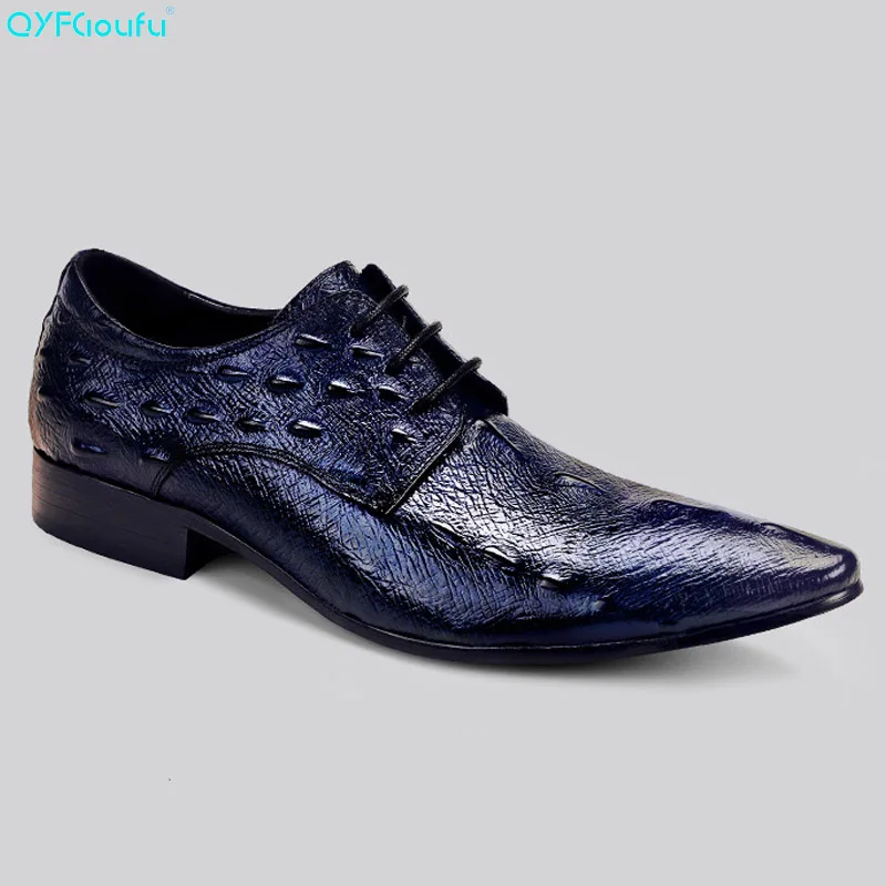 

Fashion Business Mens Pointy Shoes Oxford Brand Luxury Genuine Leather High Quality Crocodile Pattern Men Dress Shoes