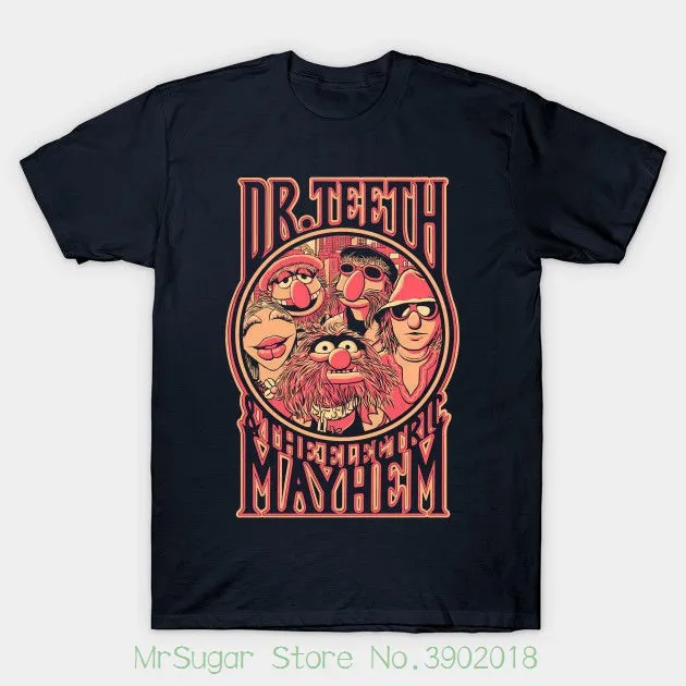 Dr. Teeth And The Electric Mayhem Men's Black T-shirt Tees Clothing 100% Cotton Short Sleeve O-neck Tops Tee Shirts