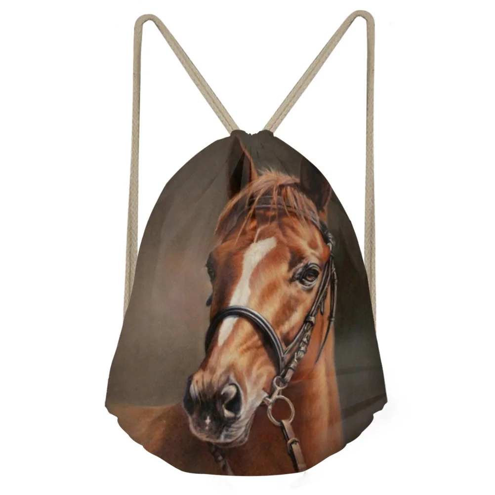 Drawstring Bag Women's Backpack Crazy Horse Small Sack Pack for Kids