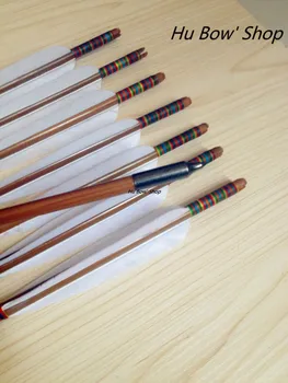 

6PCS bamboo arrows traditional archery arrows turkey feather steel points natural material