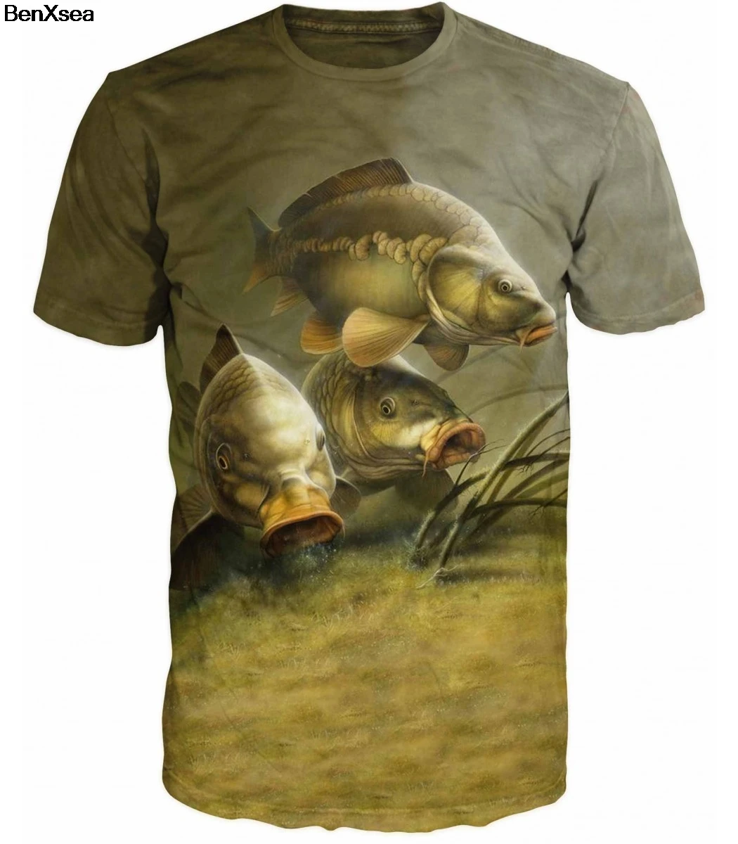 

2018 Cool WOMEN MAN Animal Printed Carp Fishing T Shirt Unique Fashion Animal Printed Desgin T Shirt Top Tees