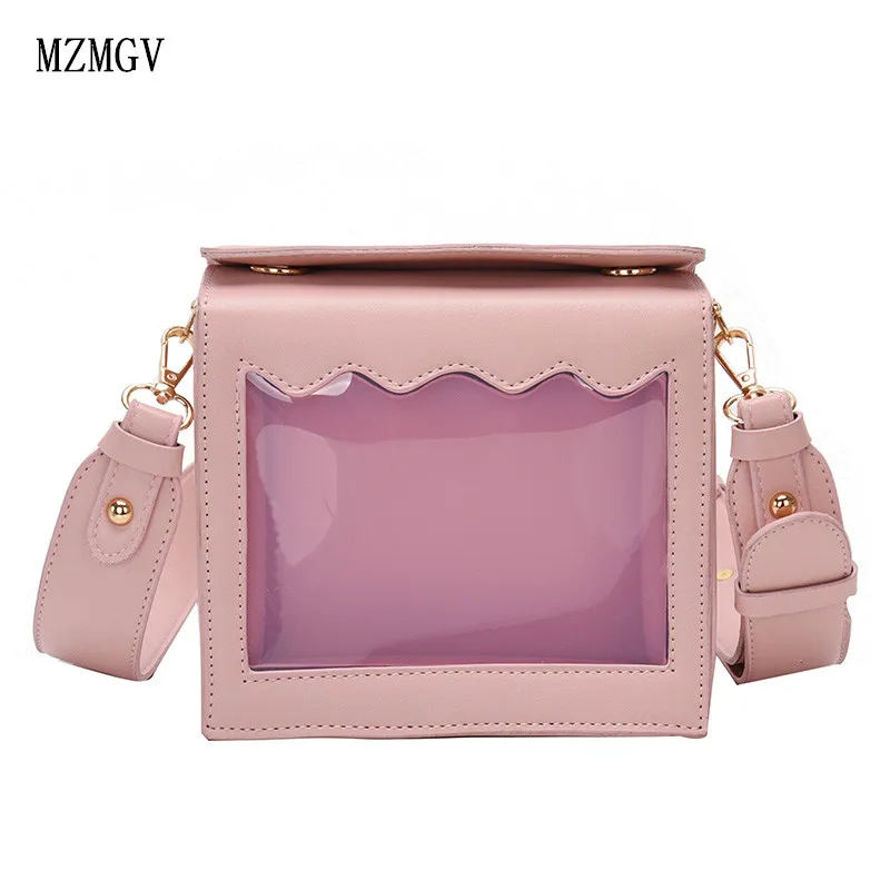 

2019 luxury brand transparent PVC ladies Messenger bag candy color jelly summer beach bag ladies handbag
