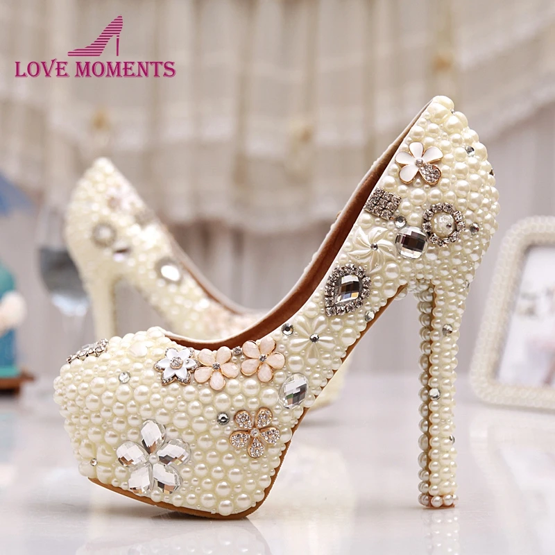Pearl Women Shoes High Heel Round Toe High Heels Stiletto