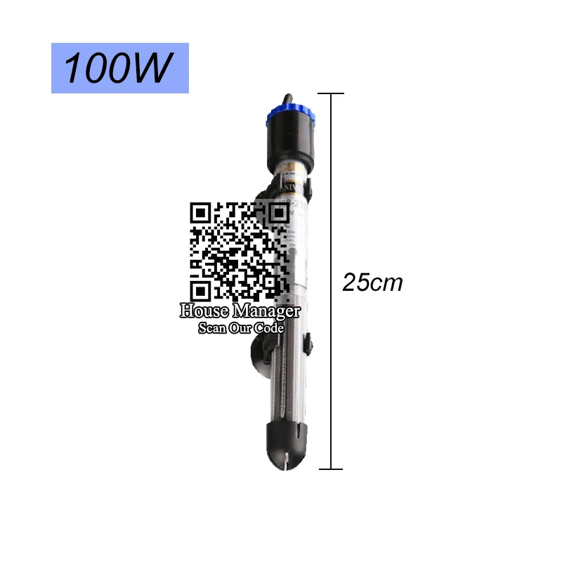 Регулируемая температура аквариума нагреватель стержень, 15~ 33 Цельсия погружной нагревательный стержень для контроля температуры для аквариума - Цвет: 100W 25cm Black