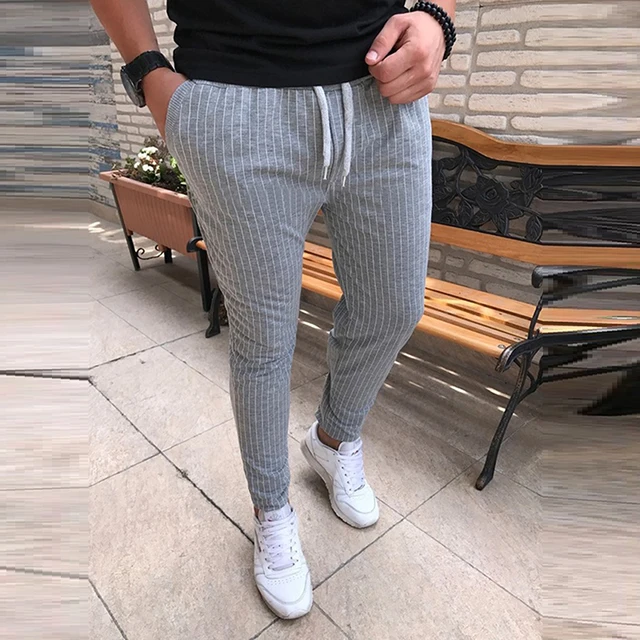 Striped drawstring pants mens Clearance
