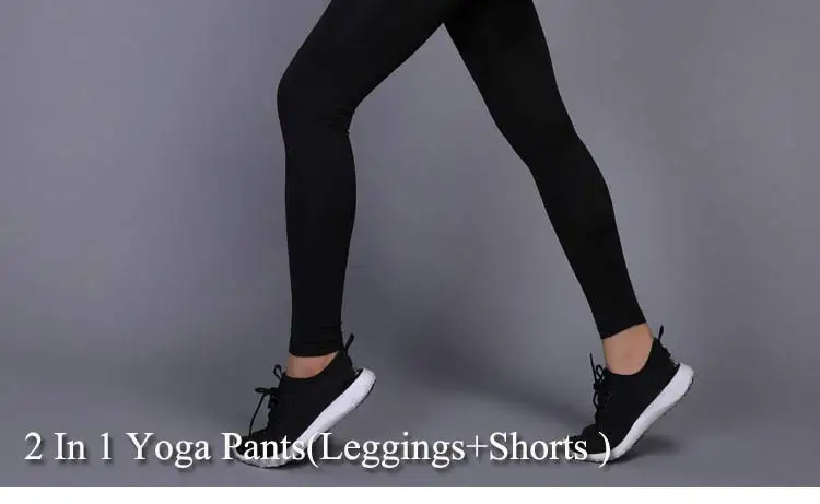 Женские спортивные штаны для фитнеса, йоги, шорты для бега, 2 в 1, трико, женские леггинсы для бега, компрессионные тренировочные брюки