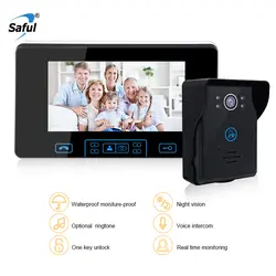 Saful 7 "ЖК-дисплей Беспроводной видео-телефон двери видеодомофон дверной звонок Системы с ночного видения 1 Камера с дождевик + 1 монитор