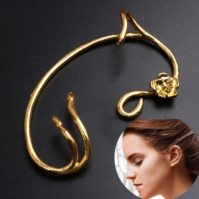 2017 Brincos de Beauty and the Beast Rose Ear Cuff Brincos Victorian