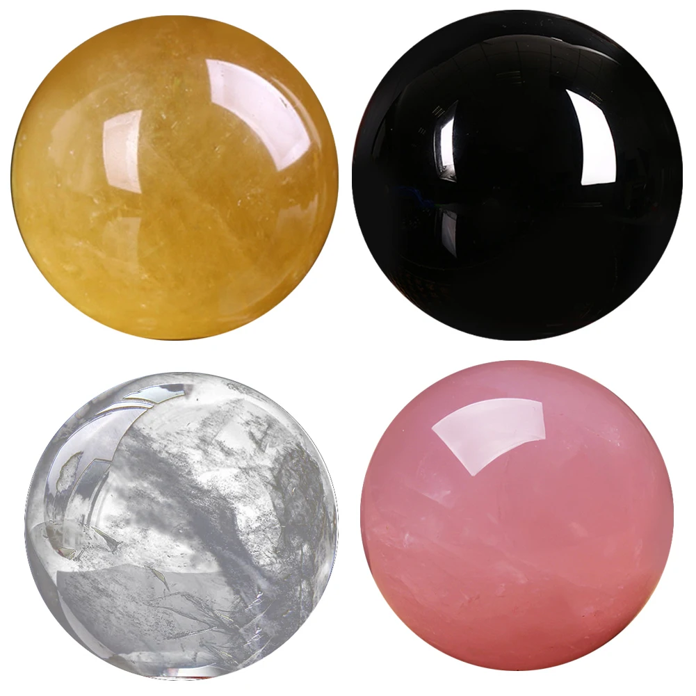 Прозрачный натуральный кварц хрустальные сферические шары черный обсидиан Сферический хрустальный шар для украшения дома 4 цвета Прямая поставка