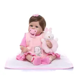 Nicery 16-18 дюймов 40-45 см Bebe Кукла реборн Мягкая силиконовая игрушка для мальчиков и девочек Reborn Baby Doll подарок для детей Розовая одежда кошка