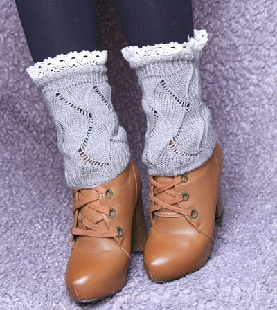 Женские сплошные с алмазным тиснением вязаные гетры для девочек, кружевные обрезные манжеты, носки для ботинок, 23 пар/лот#3889