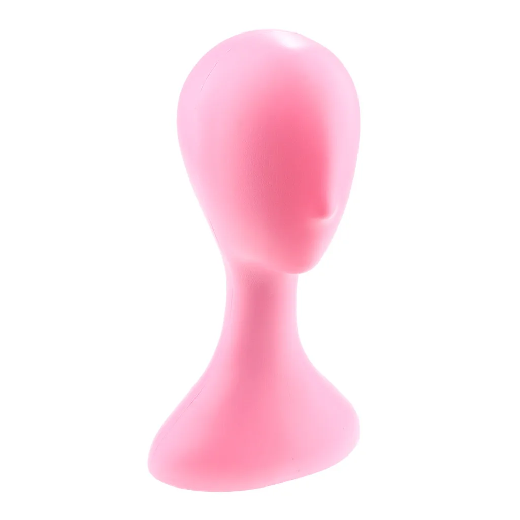Female Abstract Egghead Mannequin Head with Long Neck Wig Hair Hat Cap Display Stander - Black/Purple/Pink Optional