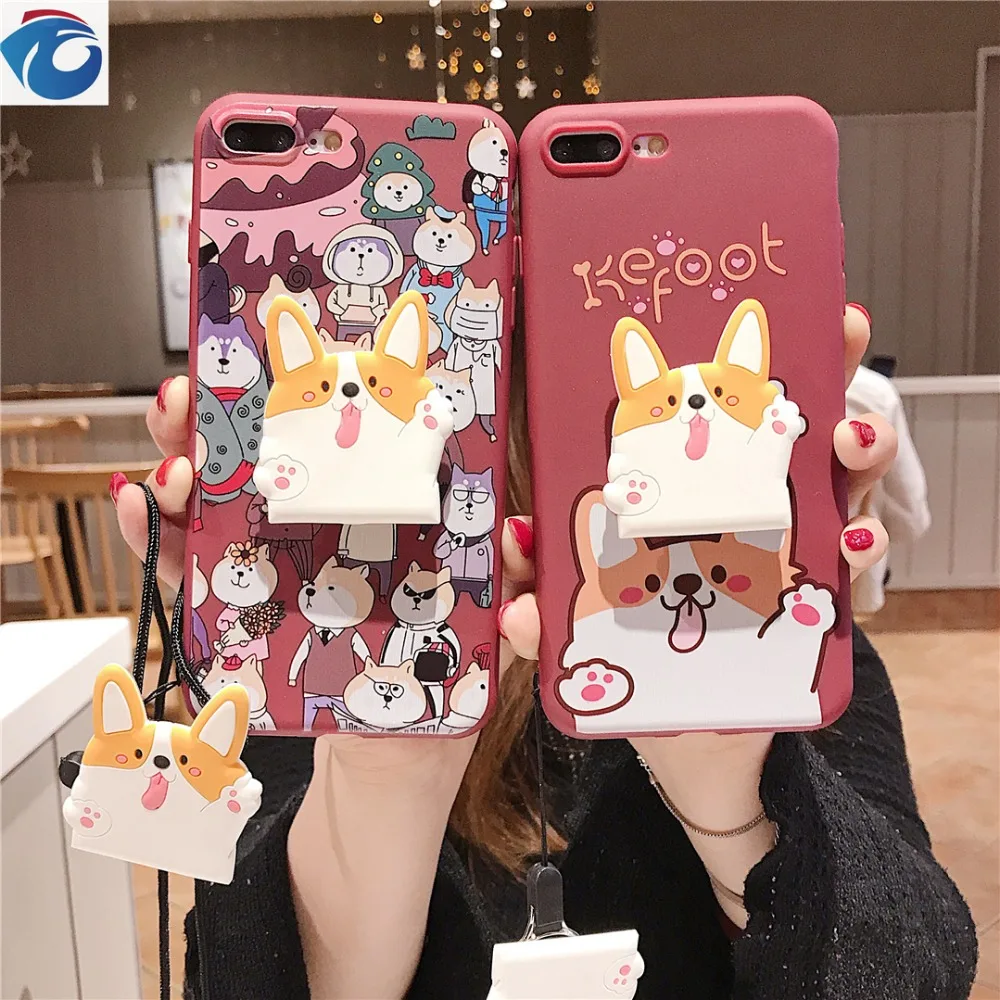 Cute puppy shell For iPhone 6S 7S 7Plus 7Plus 8 Plus XRXS MaxProject Soft shell airbag bracket   TPU Protection Anti-fall Phone case11