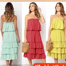 Летняя новая Трехцветная рубашка-топ Свободная юбка-торт из двух предметов