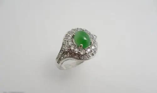 

11411 Jade with White Topaz Ring.