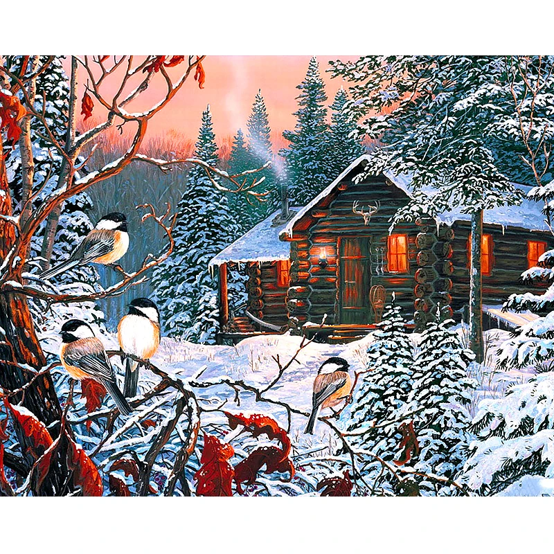 

Full Square/Round Drill 5D DIY Diamond Painting "snow house" 3D Embroidery Cross Stitch Mosaic Rhinestone Home Decor Gift