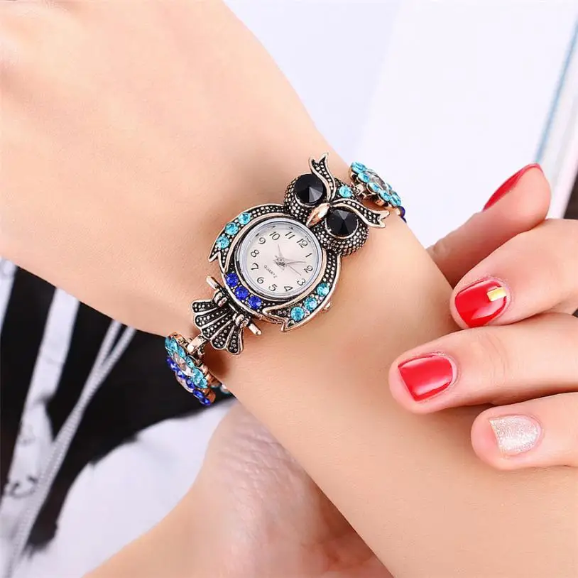 

Luxurious Elegance Watch 2018 relogio masculino Vintage Owl Fashion Ladies Women Rhinestone Quartz Wrist Watch Dropship #D