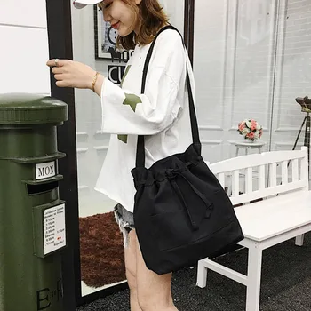 

Women Summer Bucket Bag Drawstring Small Messenger Casual Canvas Crossbody Bags Best Sale-WT