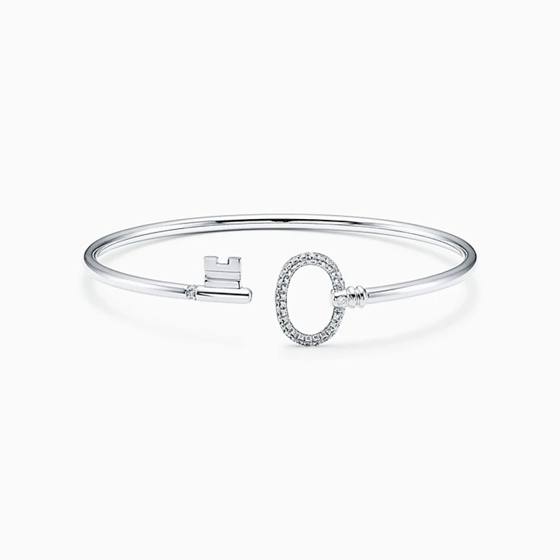 

SHINETUNG TIFF 1:1 925 Sterling Silver Fashion And Simple Trends TIFF Keys Series Wire Bracelet Woman Christmas Gift Jewelry