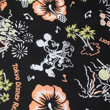 Половина метра хлопок черный низ с принтом Микки тонкая ткань, ручная работа DIY лоскутное платье ткань CR-A276