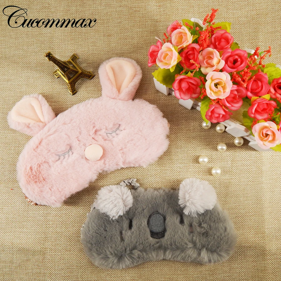 Cucommax Cut Koala/bunny Sleeping Eye Mask Nap Cartoon Plush Eye Shade Sleep Mask Black Mask Bandage on Eyes for Sleeping-MSK15